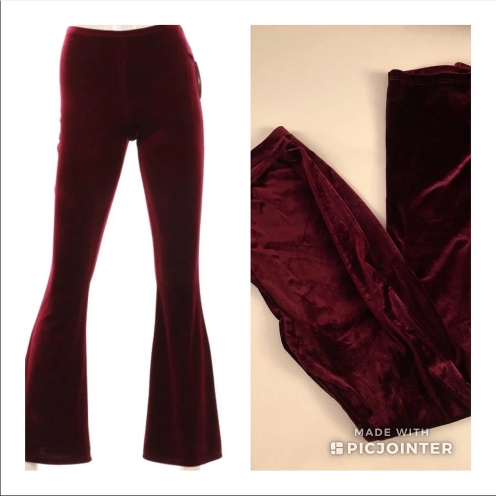 Maroon velvet bell bottoms
